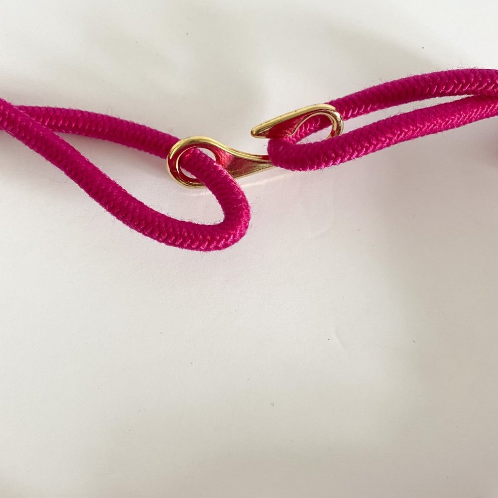 Vintage Hot Pink w/Gold Plates Detail Braided Belt - Picture 3 of 4
